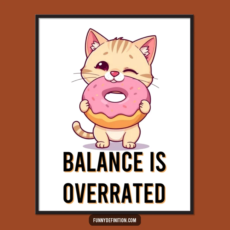 Charming Funny Cat Donut Poster: Decorate with Whimsy and Wobble, Perfect Funny Gift