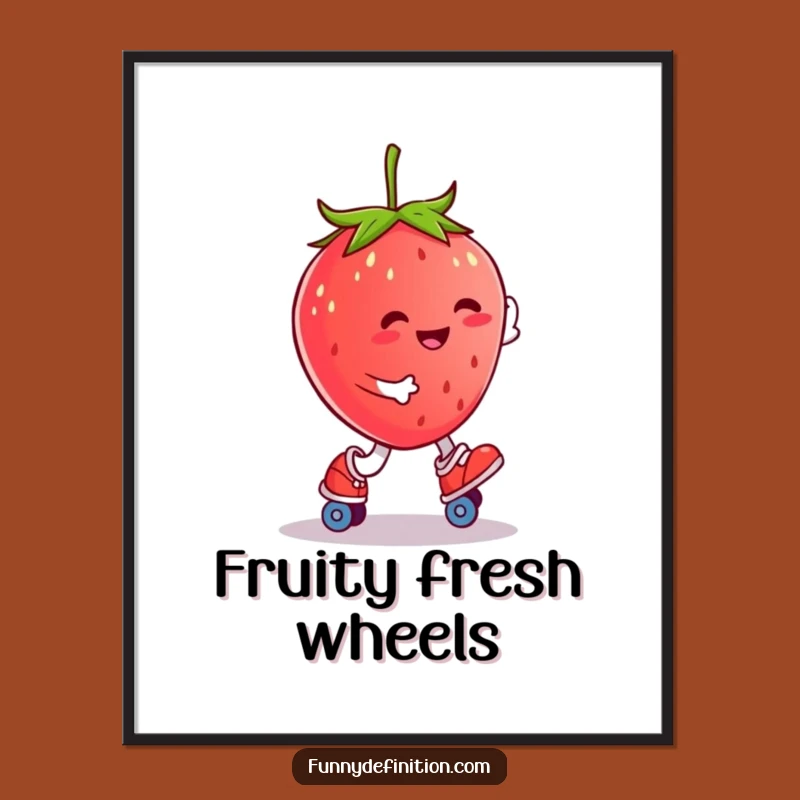 Funny Strawberry Roller Skater Poster: Sweet Wall Art with Humor