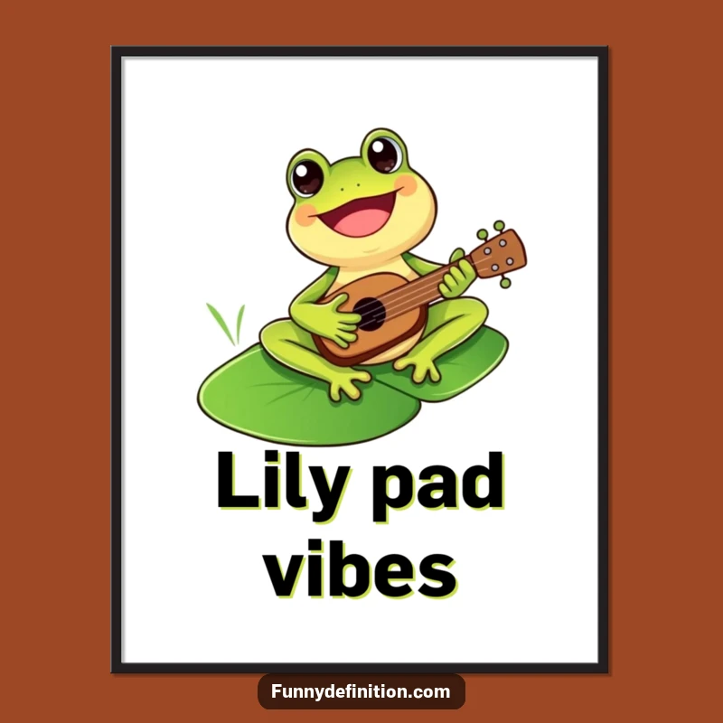 Funny Frog Ukulele Poster - Cheerful Wall Art Gift