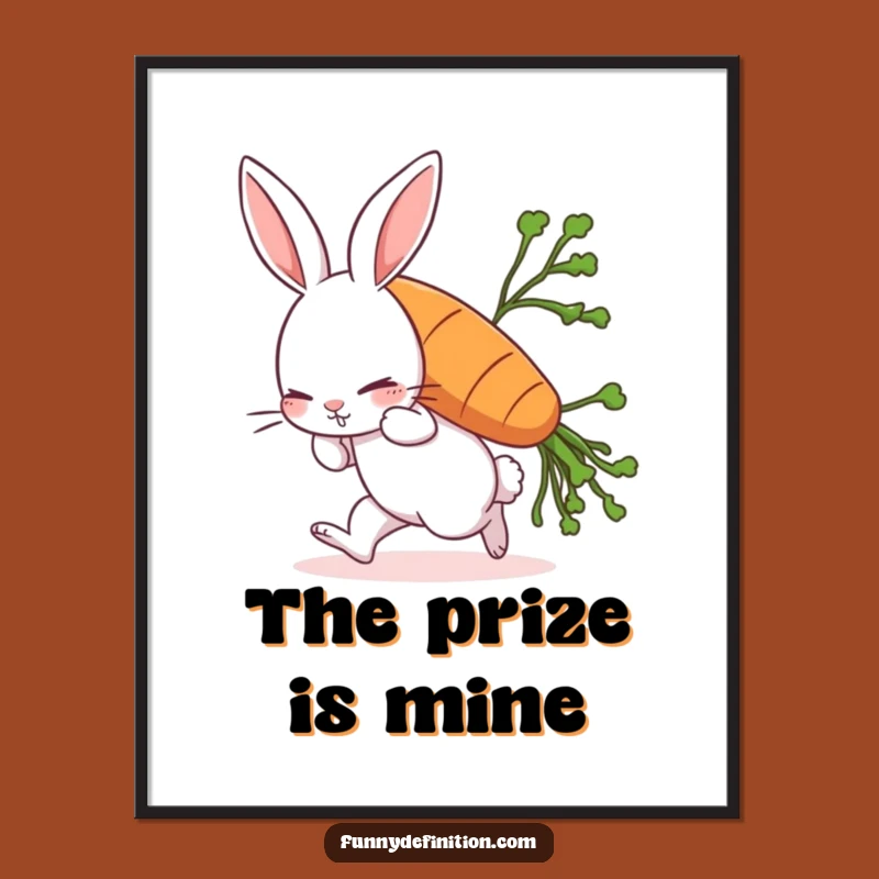 Funny Rabbit Carrot Struggle Poster - Hilarious Wall Art Gift Idea