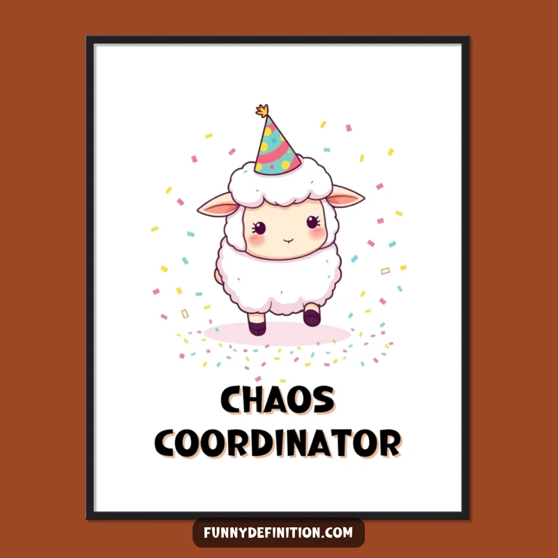 Funny Sheep Herding Confetti Poster: Hilarious Wall Art for Party Vibes