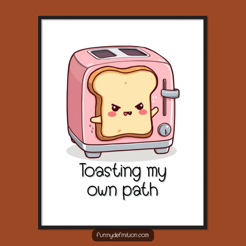 Sentient Toast Escapes Toaster Funny Poster - Quirky Wall Art!