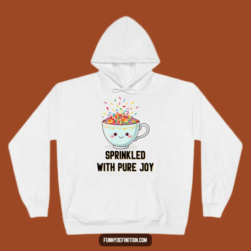 Cozy Funny Sprinkle Teacup Hoodie: Warm Up with Cheerful, Dancing Sprinkles, Perfect Gift