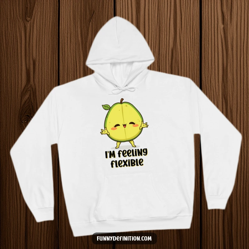 Funny Hoodie featuring a confident avocado in a dramatic split, perfect for cozy laughs and stylish comfort.