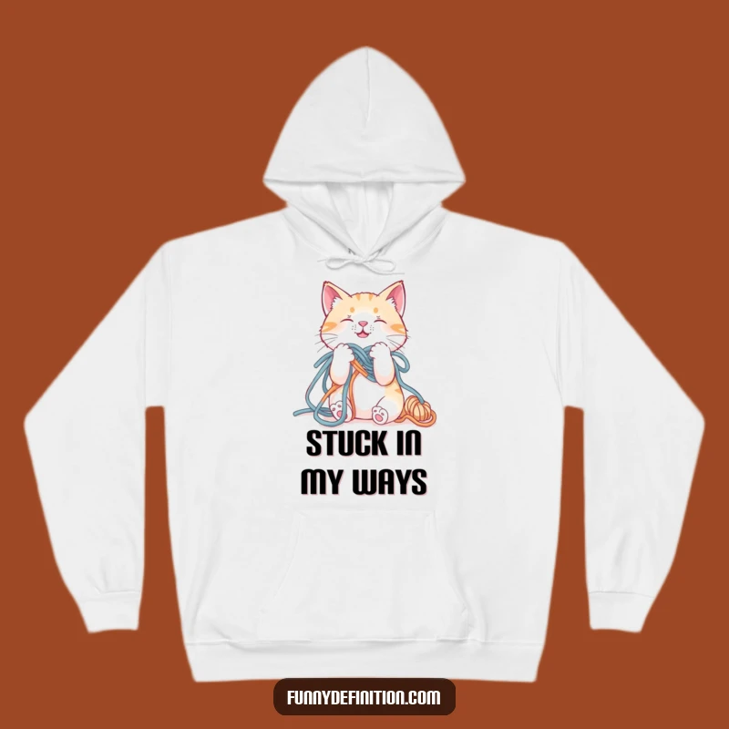 Funny Cat Yarn Tangled Hoodie - Cozy & Hilarious Feline Chaos Sweatshirt Gift