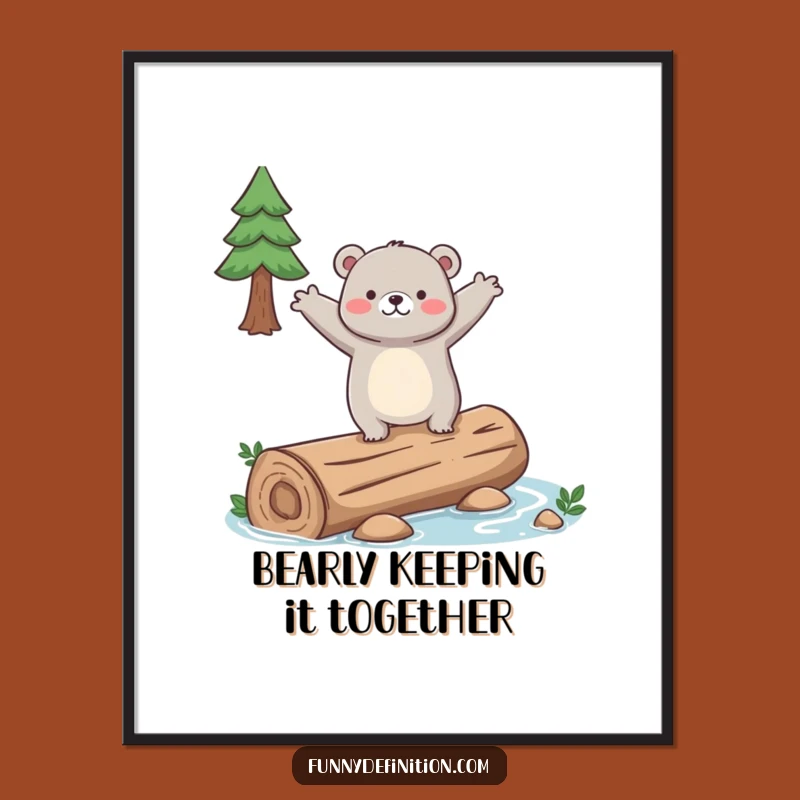 Free Printable Clumsy Bear Wall Art: Funny Downloadable Decor for a Laughing Space!