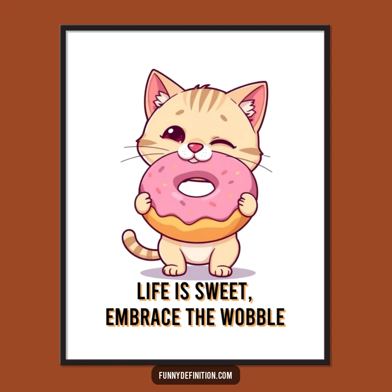 Free Printable Cat Donut Wall Art - Funny Downloadable Decor for Whimsical Spaces