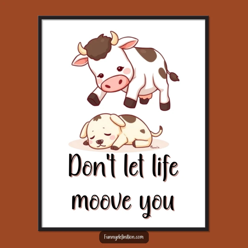 Free Printable Cow Wall Art: Silly Cow-dog Jump Humorous Downloadable Poster