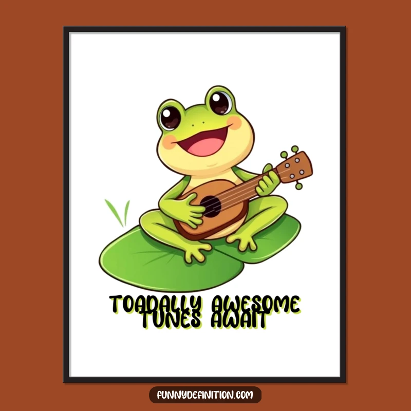 Free Printable Wall Art: Happy Frog Ukulele Player Downloadable Home Decor