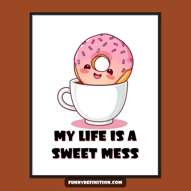 Funny Free Printable Wall Art: Giggling Donut Coffee Dip Downloadable Home Decor