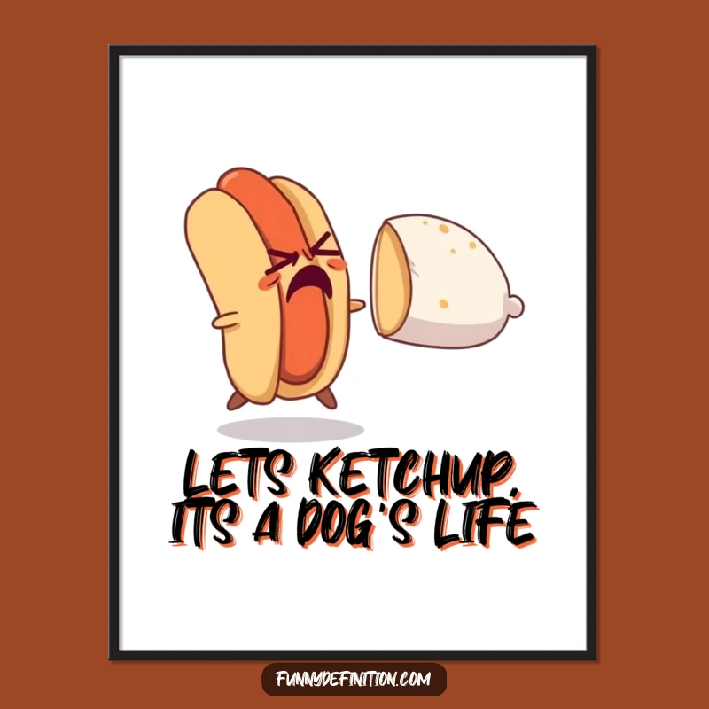 Funny Free Printable Wall Art: Hot Dog Escape - Quirky Downloadable Decor