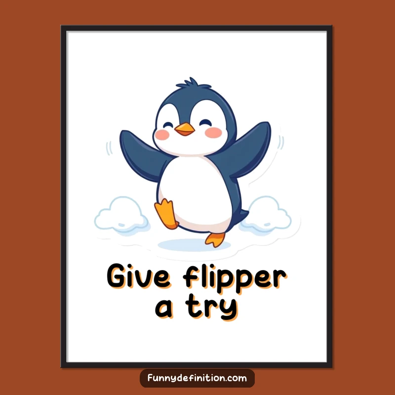 Funny Free Printable Wall Art: Penguin Flight Attempt - Quirky Downloadable Decor