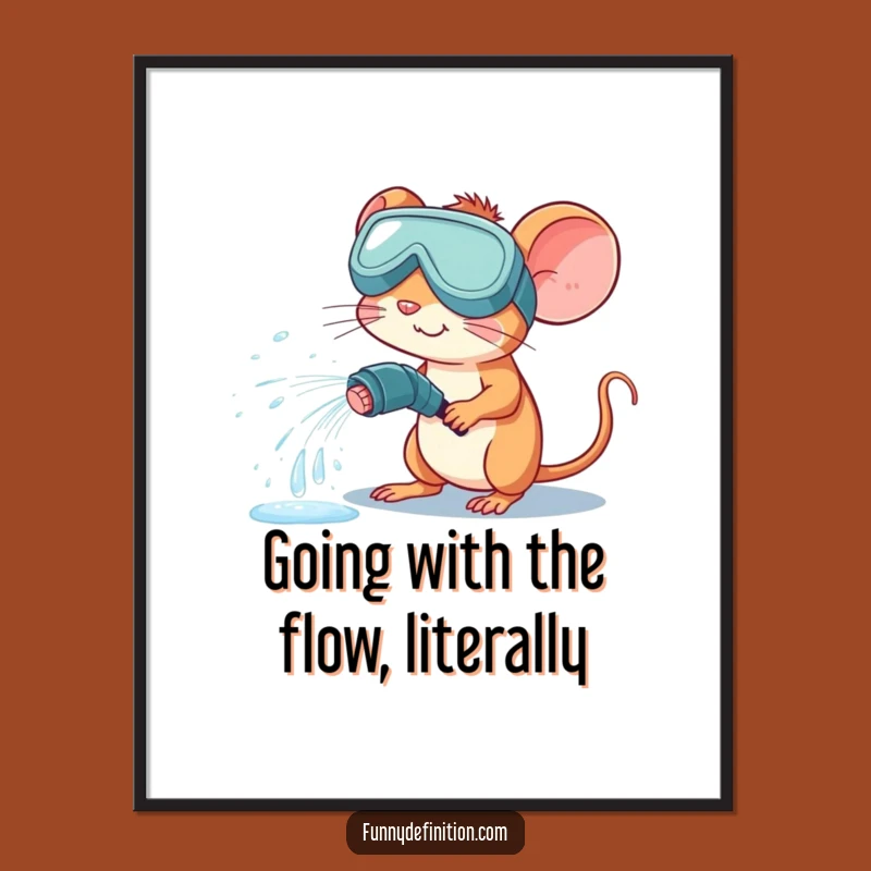 Free Printable Mouse Water Spray Wall Art: Humorous Goggled Character, Downloadable Art
