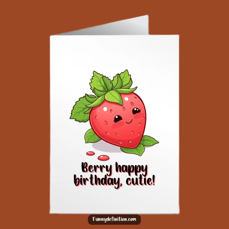 Free Printable Birthday Card: Blushing Strawberry - Sweet & Funny Downloadable Gift
