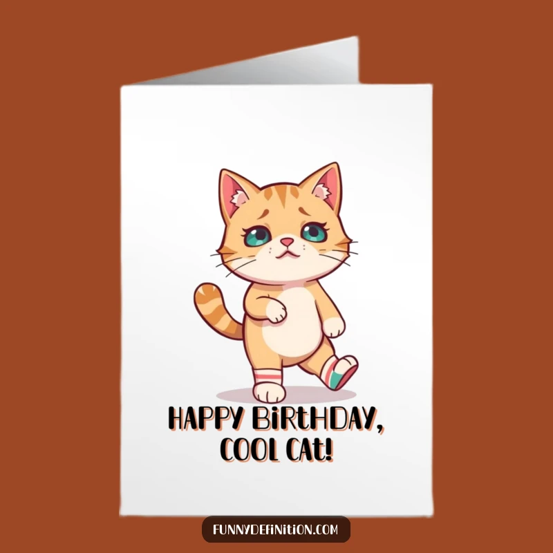 Free Printable Birthday Card: Cat's Mismatched Socks Walk - Hilarious Downloadable Gift