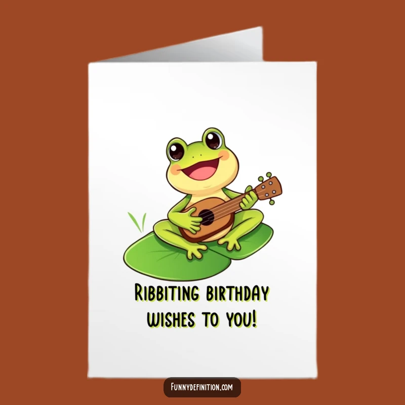 Free Printable Birthday Card: Frog Ukulele Fun Funny Downloadable Gift