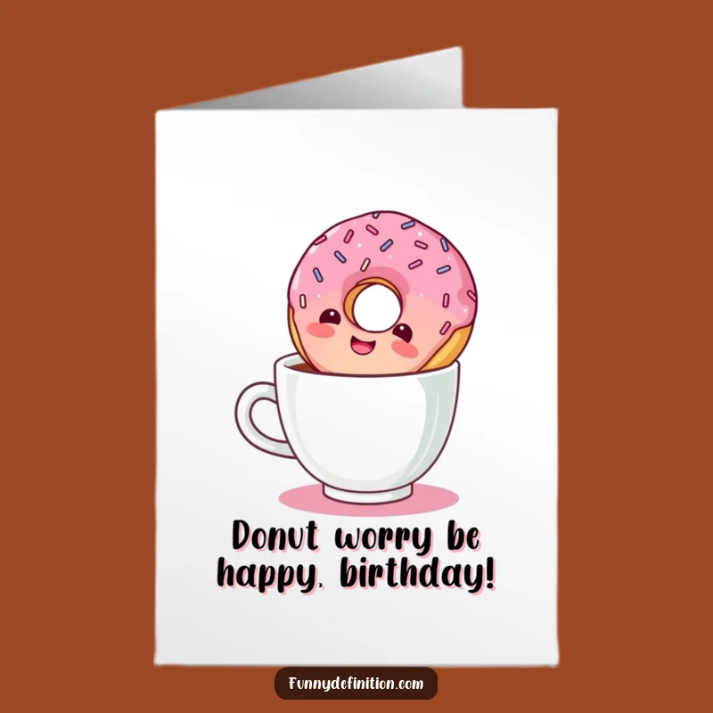 Free Printable Birthday Card: Giggling Donut Coffee Chaos Funny Downloadable Gift