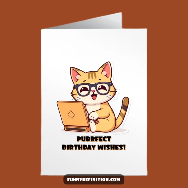 Free Printable Cat Birthday Card: Funny Downloadable for Techie Celebrations