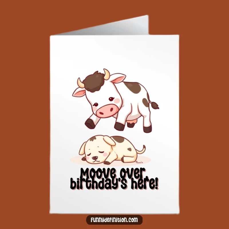 Free Printable Cow Birthday Card: Silly Cow-dog Jump DIY Downloadable Gift