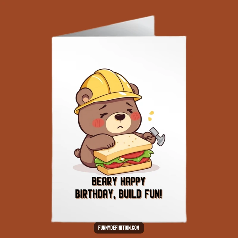 Free Printable Funny Bear Hammer Sandwich Birthday Card - Hilarious Downloadable Gift