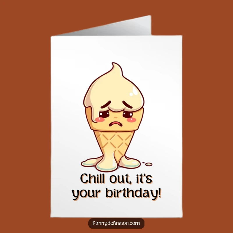 Free Printable Ice Cream Birthday Card: Worried Cone DIY Downloadable Gift