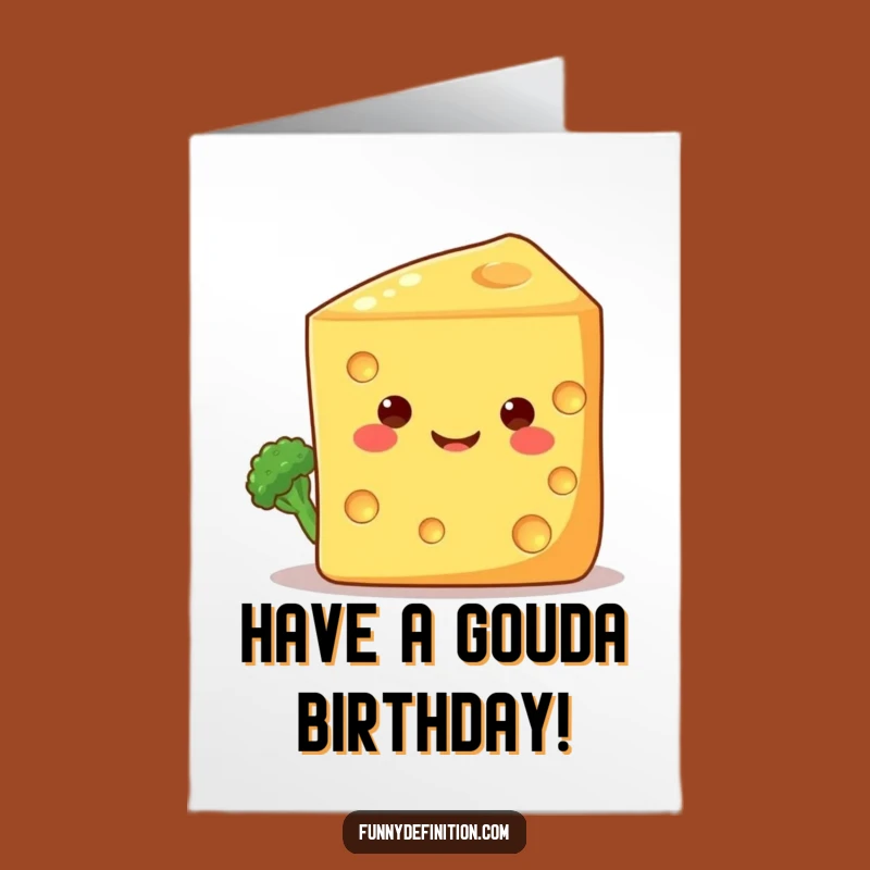 Funny Free Printable Birthday Card: Shy Broccoli & Cheese - Downloadable Gift