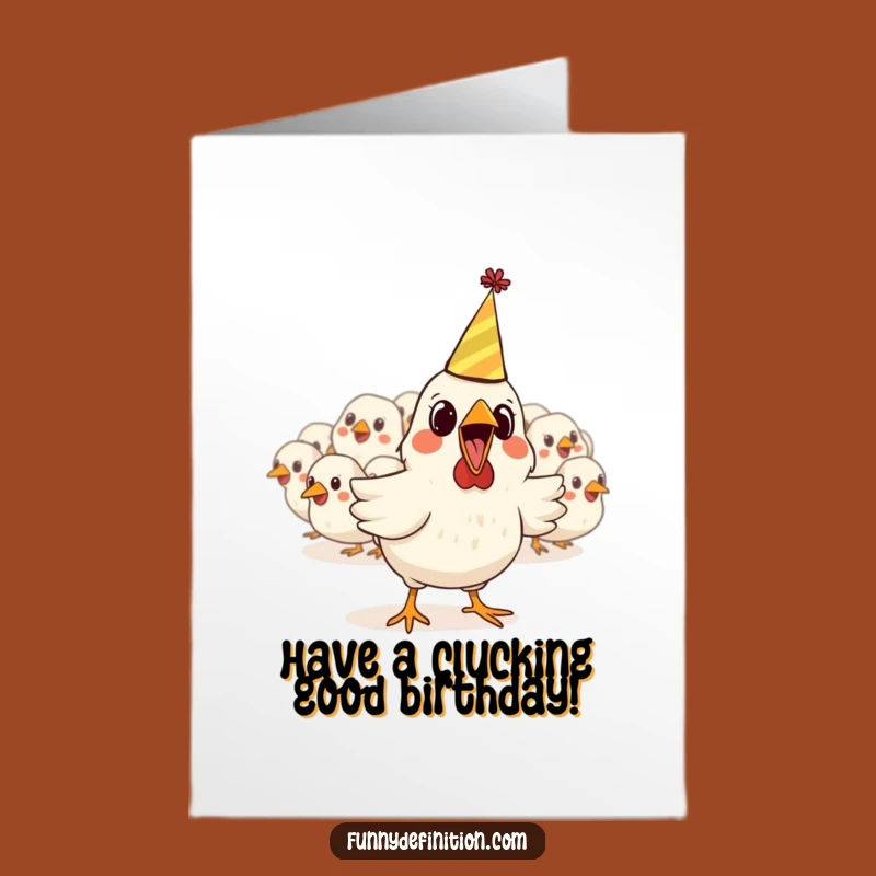 Free Printable Birthday Card: Startled Chicken Flees Party - Hilarious Downloadable Gift