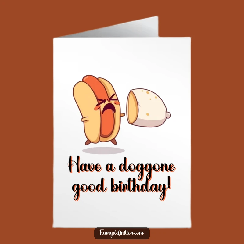 Funny Free Printable Birthday Card: Hot Dog Escape Bun - Downloadable Gift