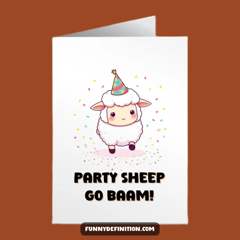 Free Printable Funny Sheep Birthday Card: Hilarious Confetti Herding Downloadable Greeting