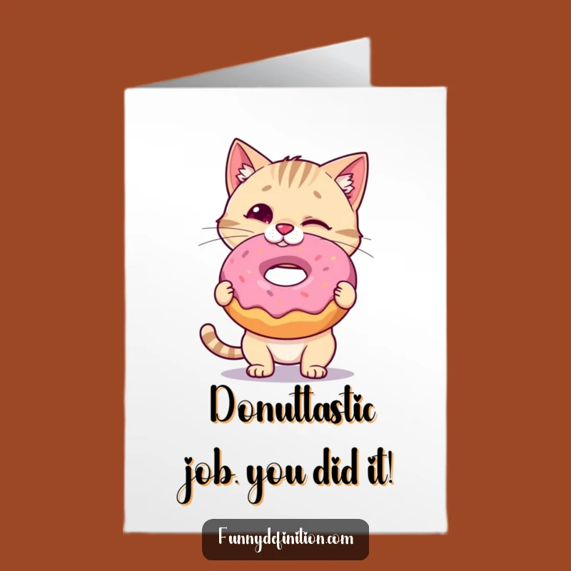 Free Printable Cat Donut Congrats Card - Funny Downloadable Treat for Achievements