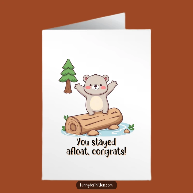 Free Printable Clumsy Bear Congrats Card: Funny Downloadable Gift for Barely Made It Success!