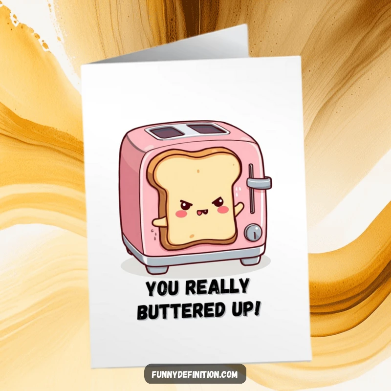 Funny Free Printable Congratulations Card: Toast makes a daring escape, celebrating success with unexpected humor.
