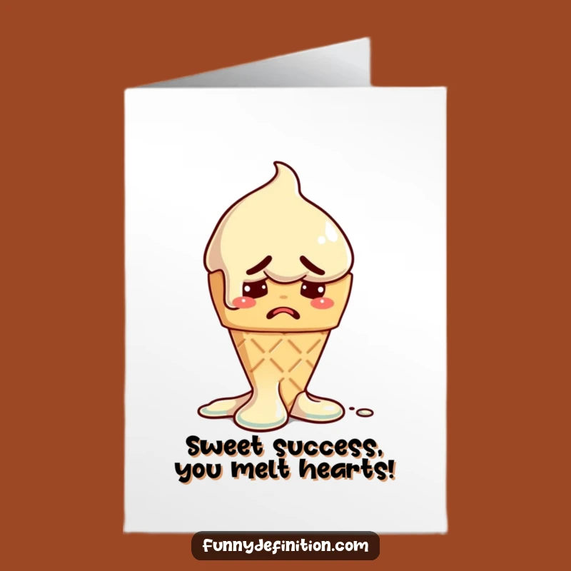 Free Printable Ice Cream Congrats Card: Worried Cone DIY Downloadable Gift