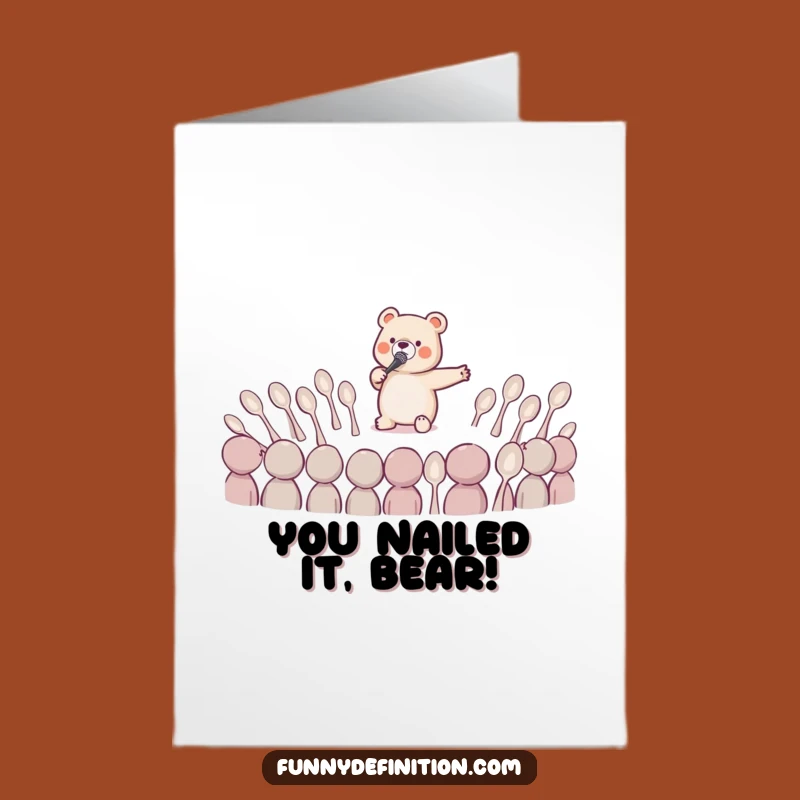 Funny Free Printable Congrats Card: Bear Sings to Spoons - DIY Celebration!