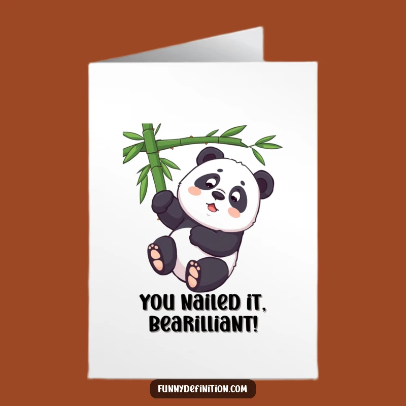 Free Printable Congratulations Card: Panda Hangs Tough, Funny Downloadable Success Gift