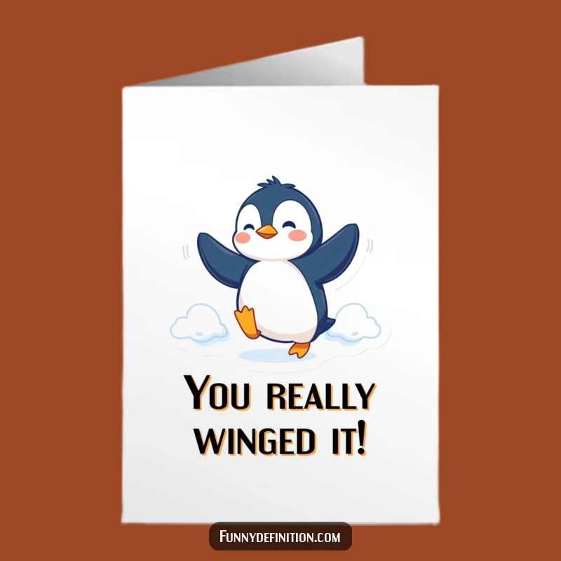 Free Printable Congrats Card: Penguin's Flight - Funny Achievement Downloadable