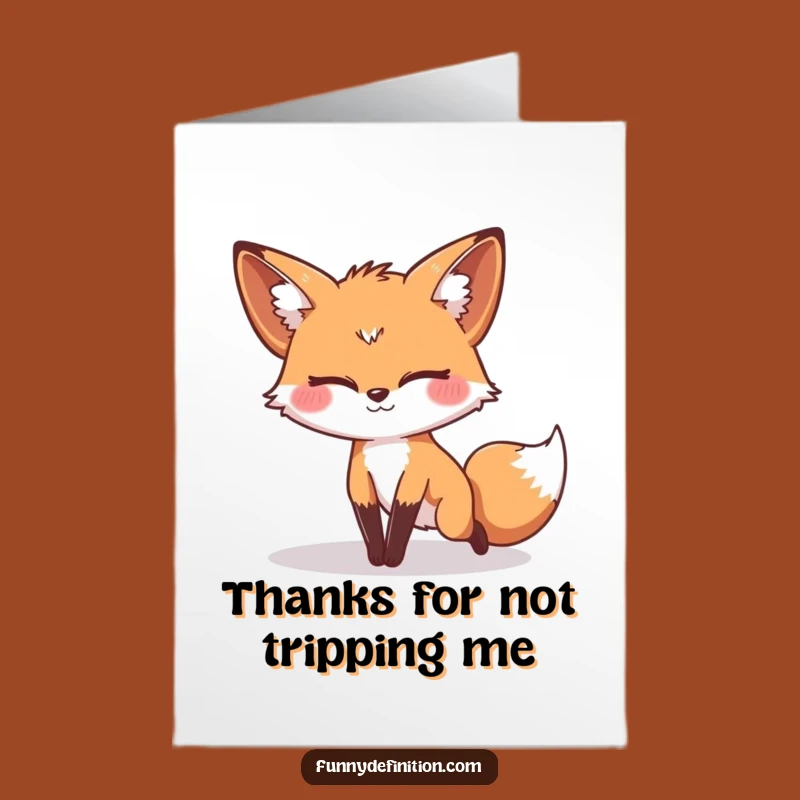 Free Printable Fox Thank You Card: Funny Tripping Fox, Quirky Downloadable Gift