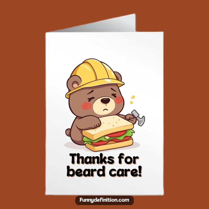 Free Printable Funny Bear Hammer Sandwich Thank You Card - Hilarious Downloadable Gift