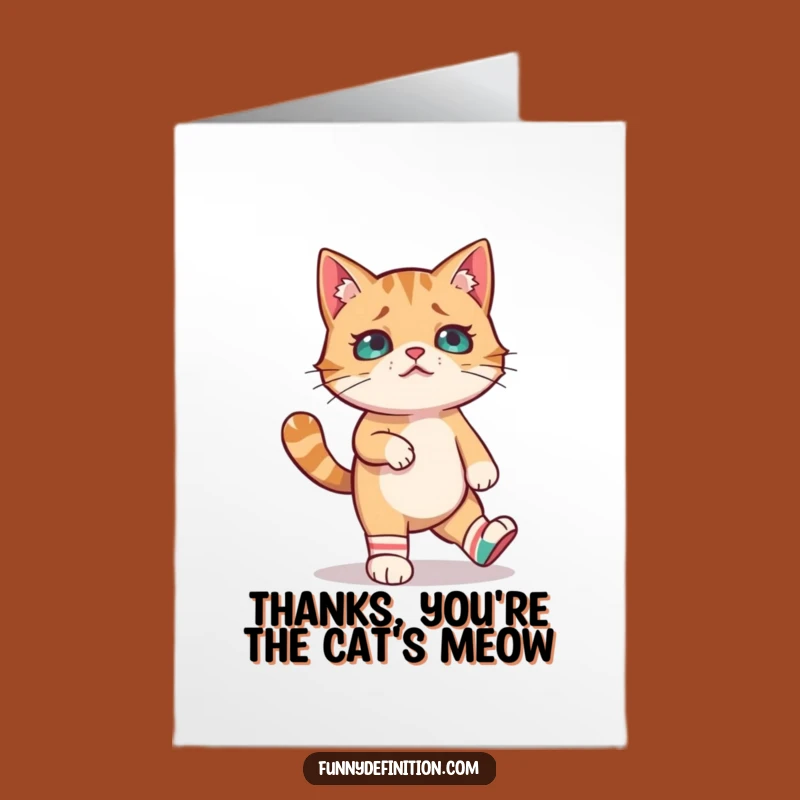 Free Printable Thank You Card: Cat's Sock Adventure - Humorous Downloadable Gift