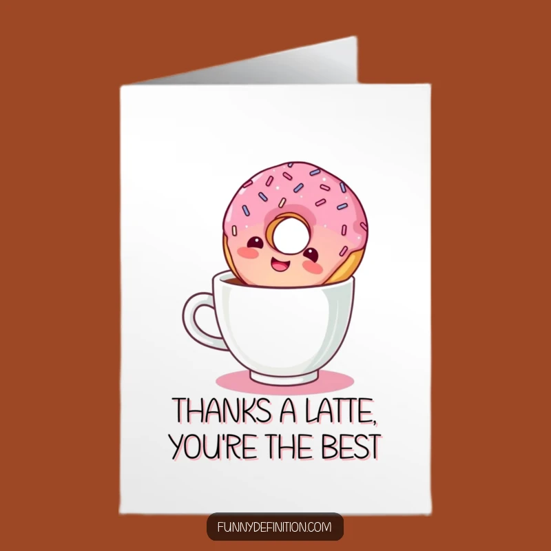 Free Printable Thank You Card: Giggling Donut Coffee Spill Funny Downloadable Gift