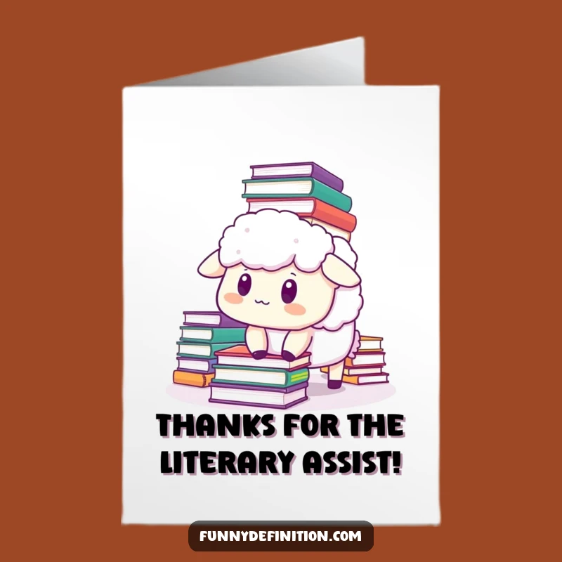 Free Printable Thank You Card: Sheep's Bookish Gratitude Downloadable