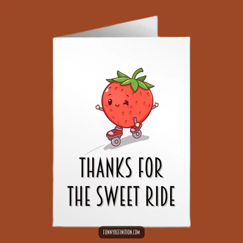 Free Printable Thank You Card: Skating Strawberry Wobble Funny Downloadable!