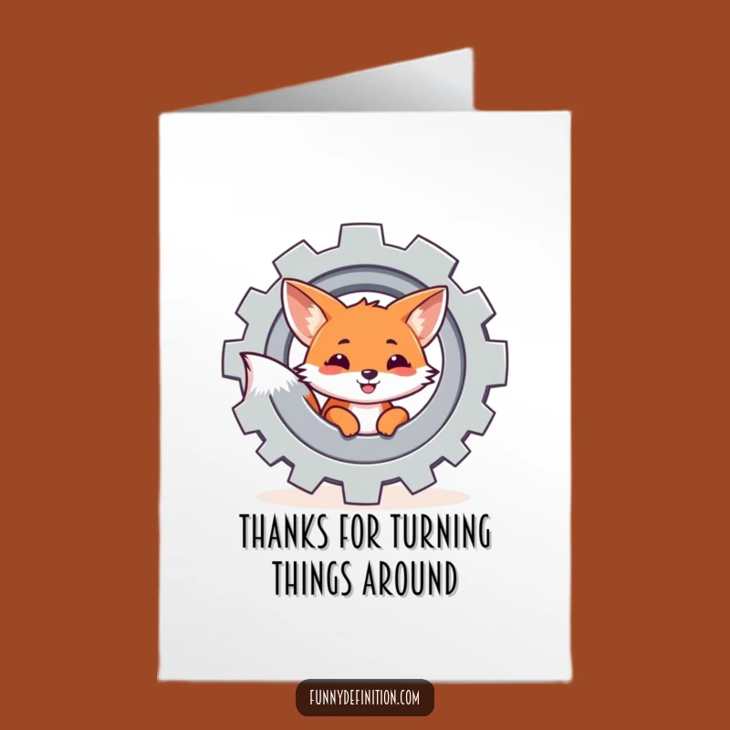 Funny Free Printable Thank You Card: Fox's Gear-Thanks! Express Gratitude.