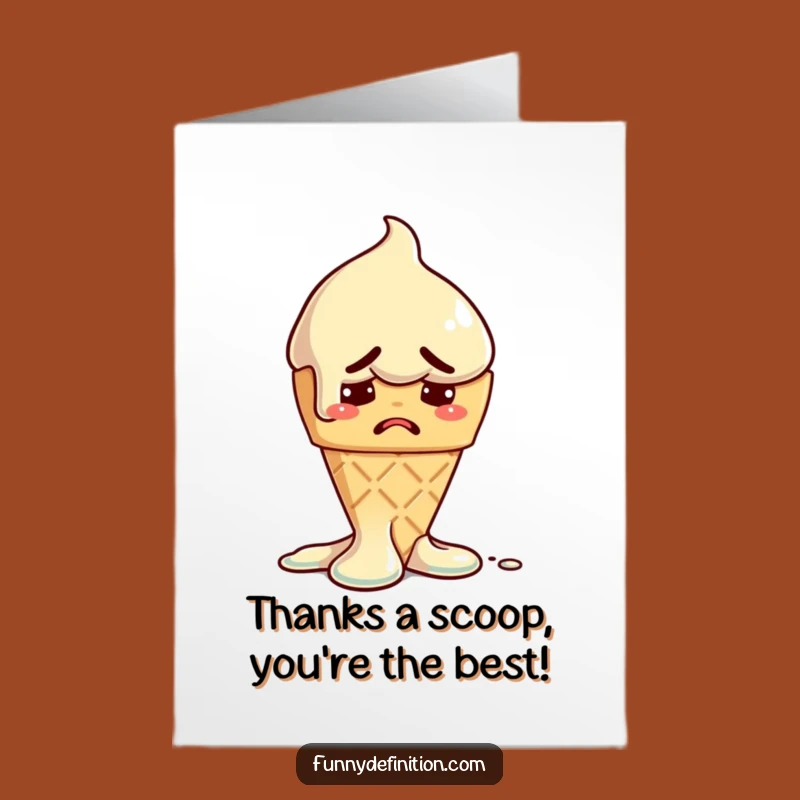 Free Printable Ice Cream Thank You Card: Worried Cone DIY Downloadable Gift
