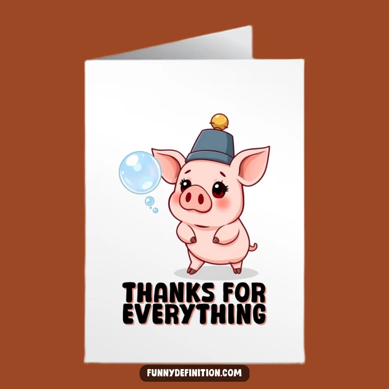 Free Printable Thank You Card: Pig's Funny Surprise - Funny Downloadable Gift
