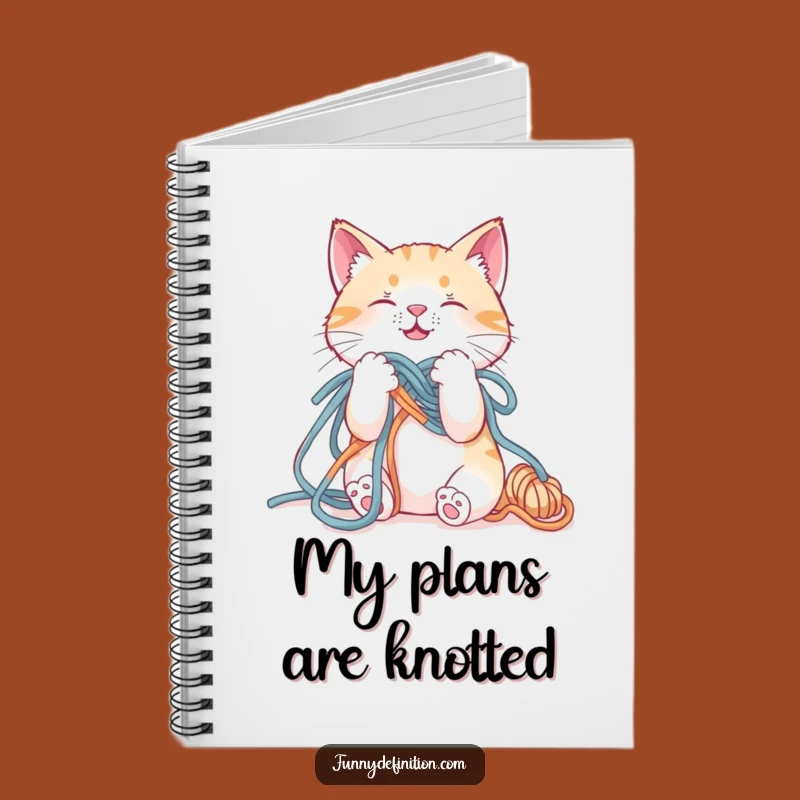 Funny Cat Yarn Tangled Notebook - Hilarious Feline Chaos Journal for Notes
