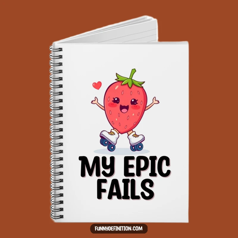 Funny Strawberry Roller Skate Trip Notebook: Hilarious Cartoon Diary