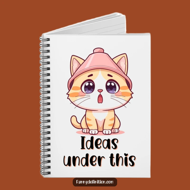 Funny Surprised Cat Lampshade Hat Notebook - Jot Down Your Laughs!