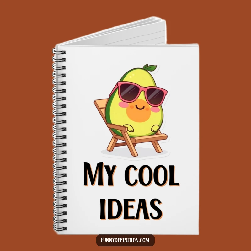Funny Avocado Notebook - Sunglasses Beach Lounger Journal for Cool Notes Funny Gift