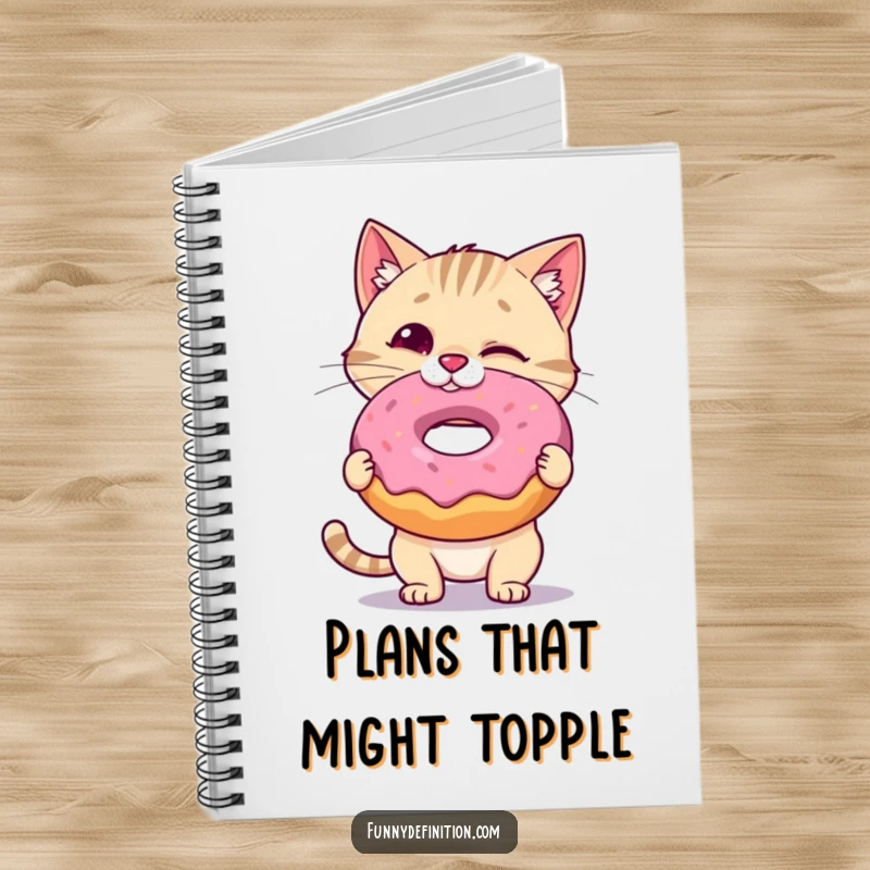 Funny Cat Notebook: A wobbly cat balances a giant donut on its nose, inspiring notes and sweet thoughts, ideal for a funny gift.